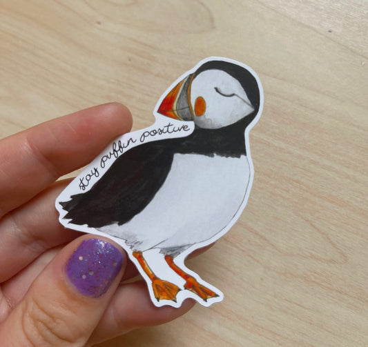 Stay Puffin Positive Eco Sticker