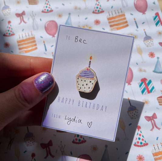 Happy Birthday Cupcake Mini Pin