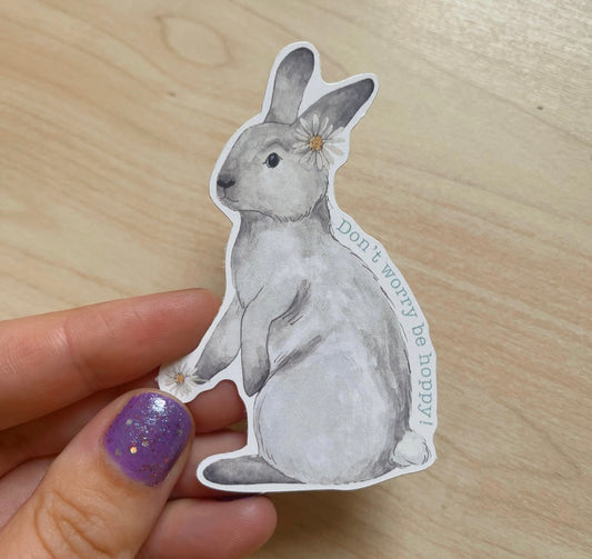 Don't Worry Be Hoppy Bunny Eco Sticker