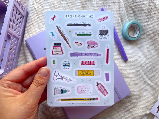 Stationery Puns Sticker Sheet