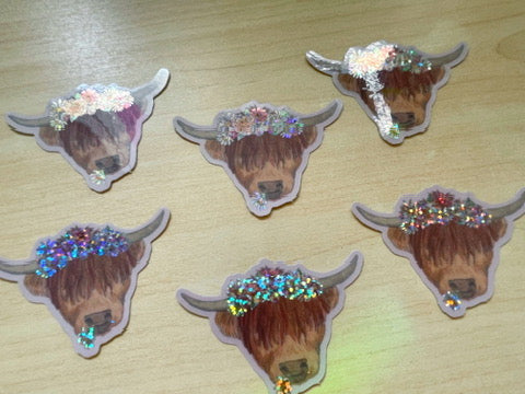Highland Coo Glitter Vinyl Sticker