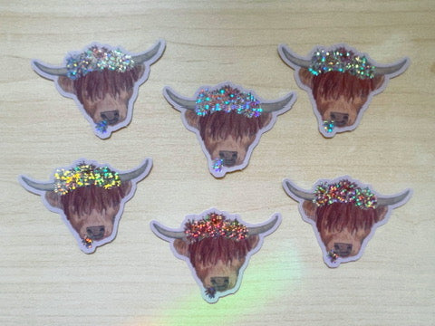 Highland Coo Glitter Vinyl Sticker