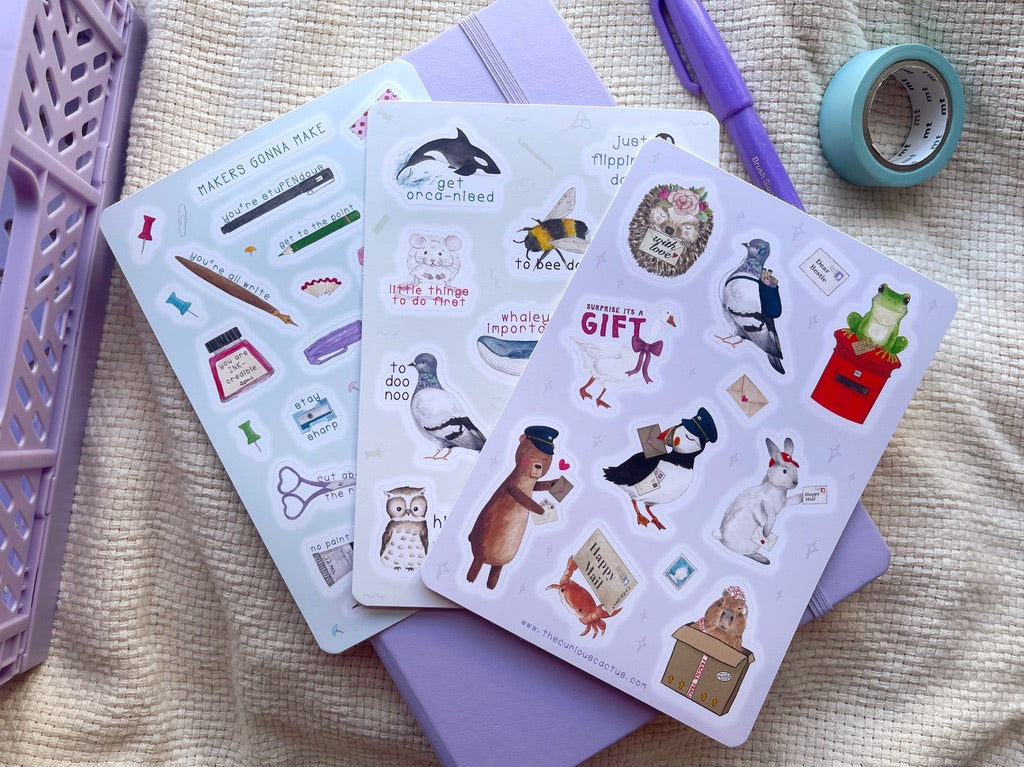 Stationery Puns Sticker Sheet