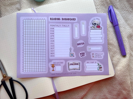 Reading Dashboard Planner Sticker Sheet