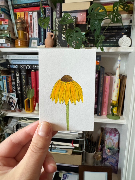 Yellow Drooping Flower - Mini Original Painting