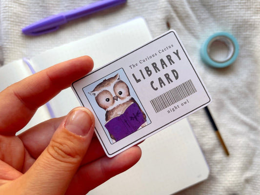 Night Owl Library Card Sticker