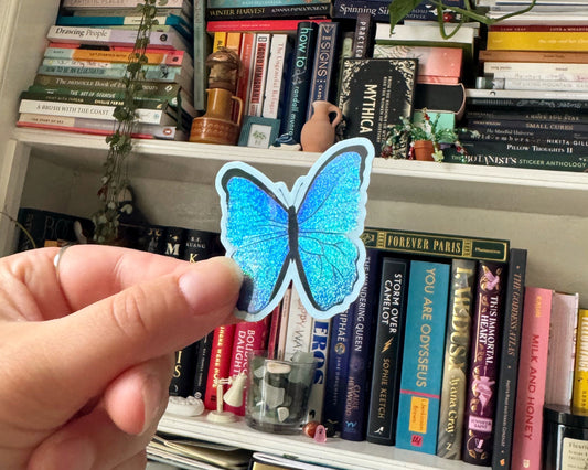 Blue Morpho Butterfly Glitter Sticker