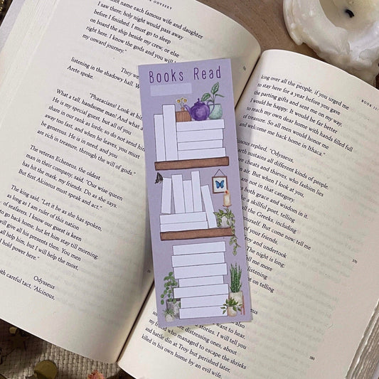 Purple 20 Book Reading Tracker Bookmark - Undated