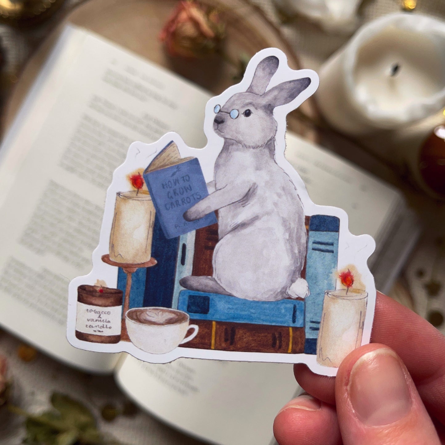 Bunny Reading Sticker