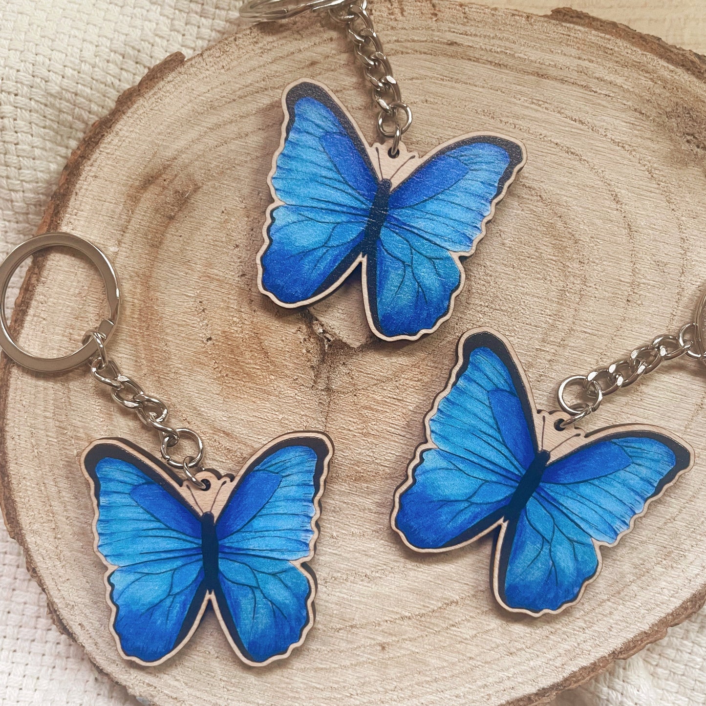 Blue Morpho Butterfly - Keyring