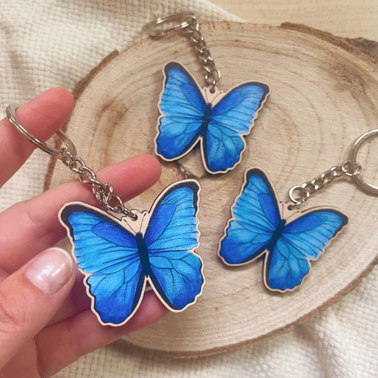 Blue Morpho Butterfly - Keyring