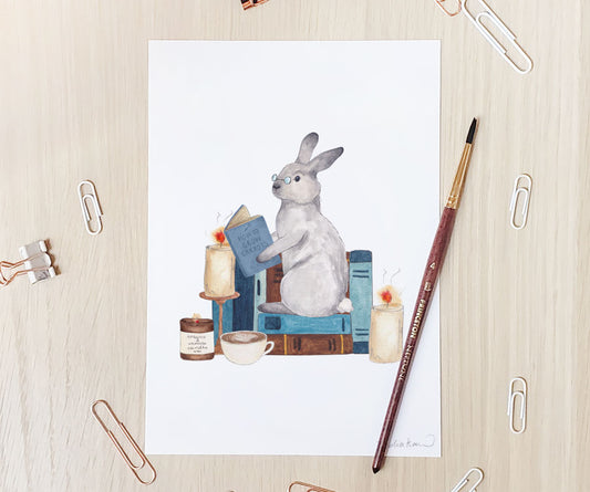 Reading Bunny Art Print