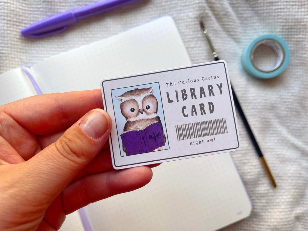 Night Owl Library Card Sticker