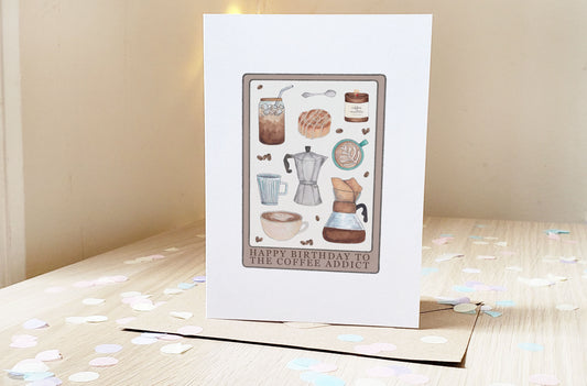 Coffee Addict Birthday Tarot - Greeting Card