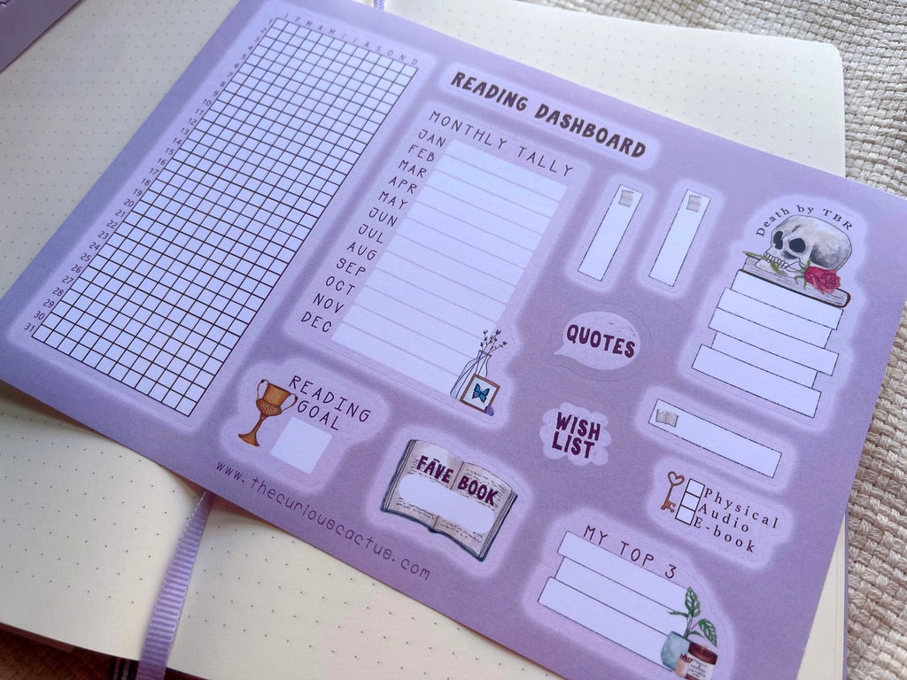 Reading Dashboard Planner Sticker Sheet