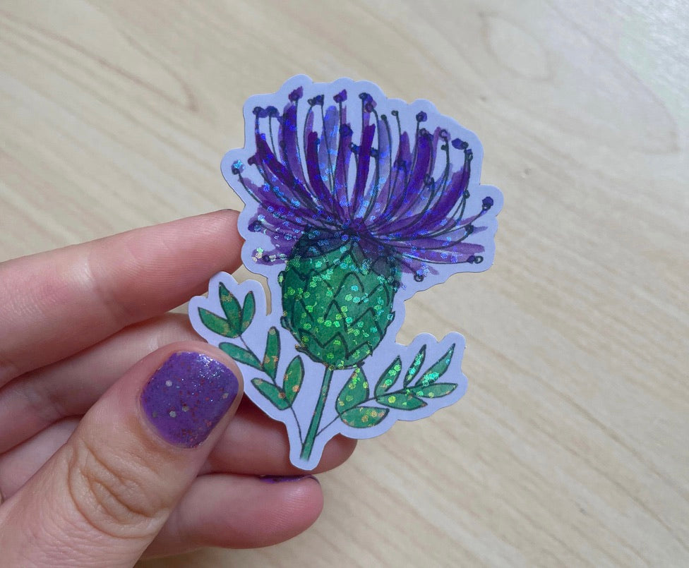 Thistle Glitter Vinyl Sticker