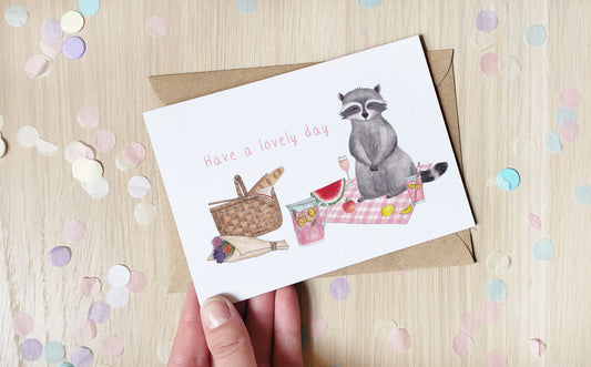 Raccoon Lovely Day - Greeting Card