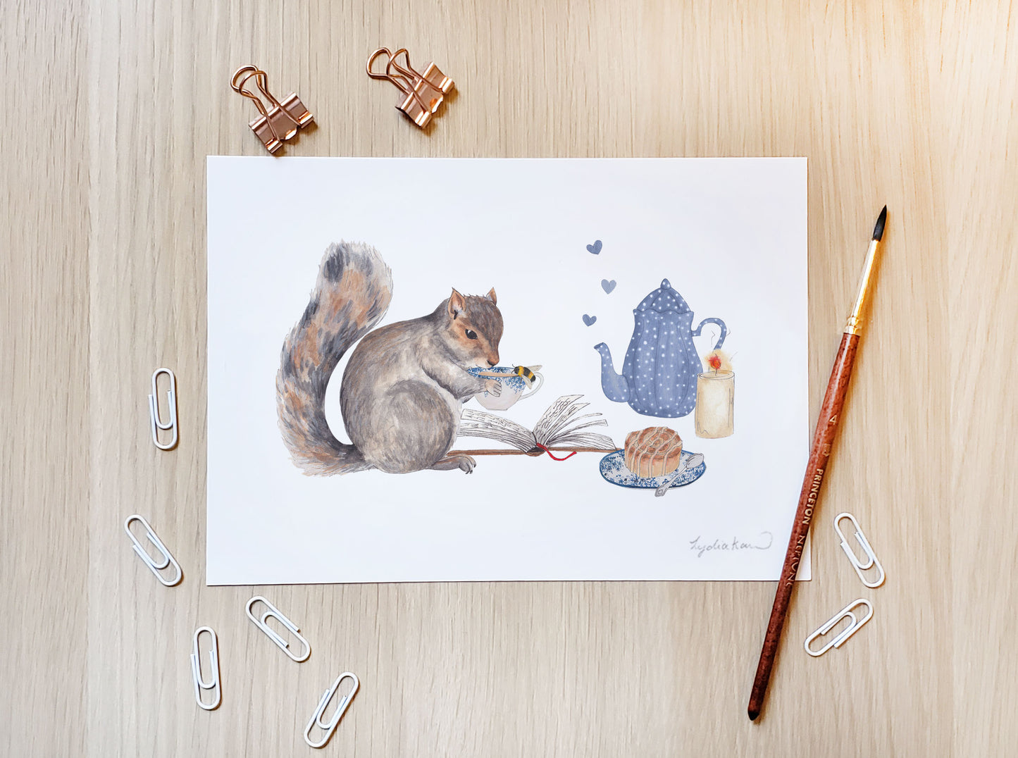 Squirrel Tea Art Print