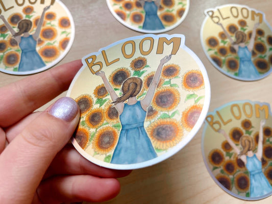 Bloom Sunflowers Mirror Vinyl Sticker