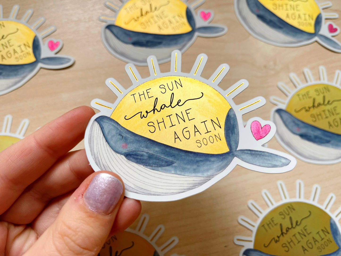 Sun Whale Shine Mirror Vinyl Sticker