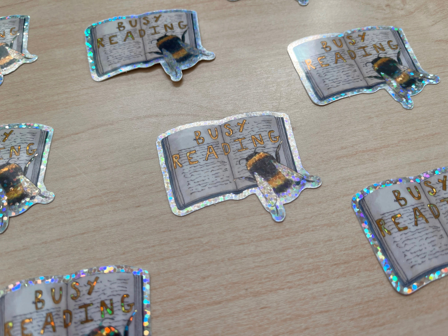 Busy Reading Glitter Vinyl Sticker