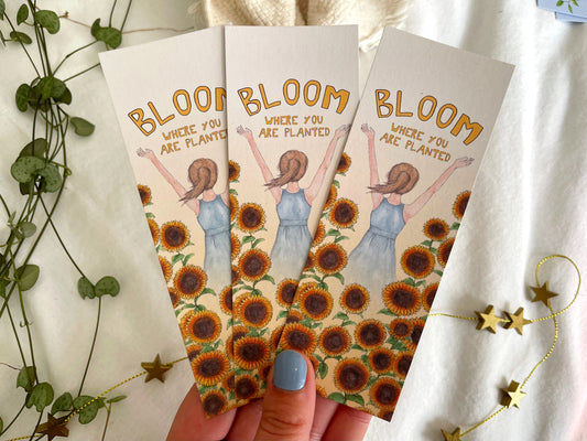 Bloom Sunflower Girl Bookmark