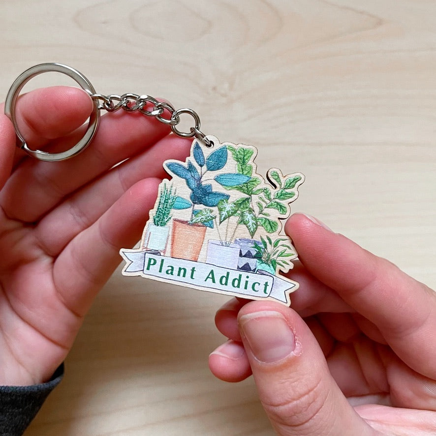 Plant Addict - Wooden Keyring