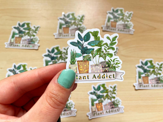 Plant Addict Glitter Vinyl Sticker