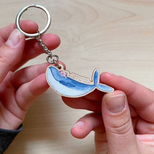 Everything Whale Be Okay - Wooden Keyring