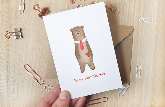 Beary Best Teacher - Greeting Card