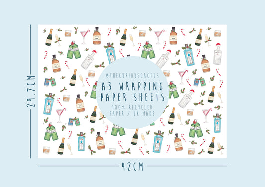 Boozey Christmas A3 Wrapping Paper