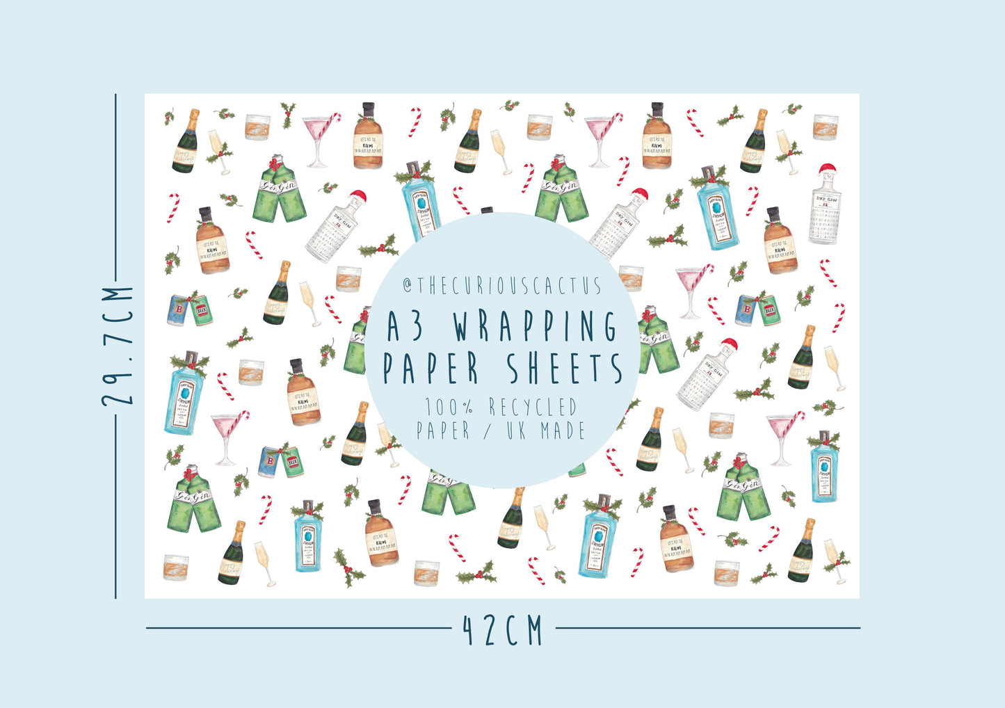 Boozey Christmas A3 Wrapping Paper