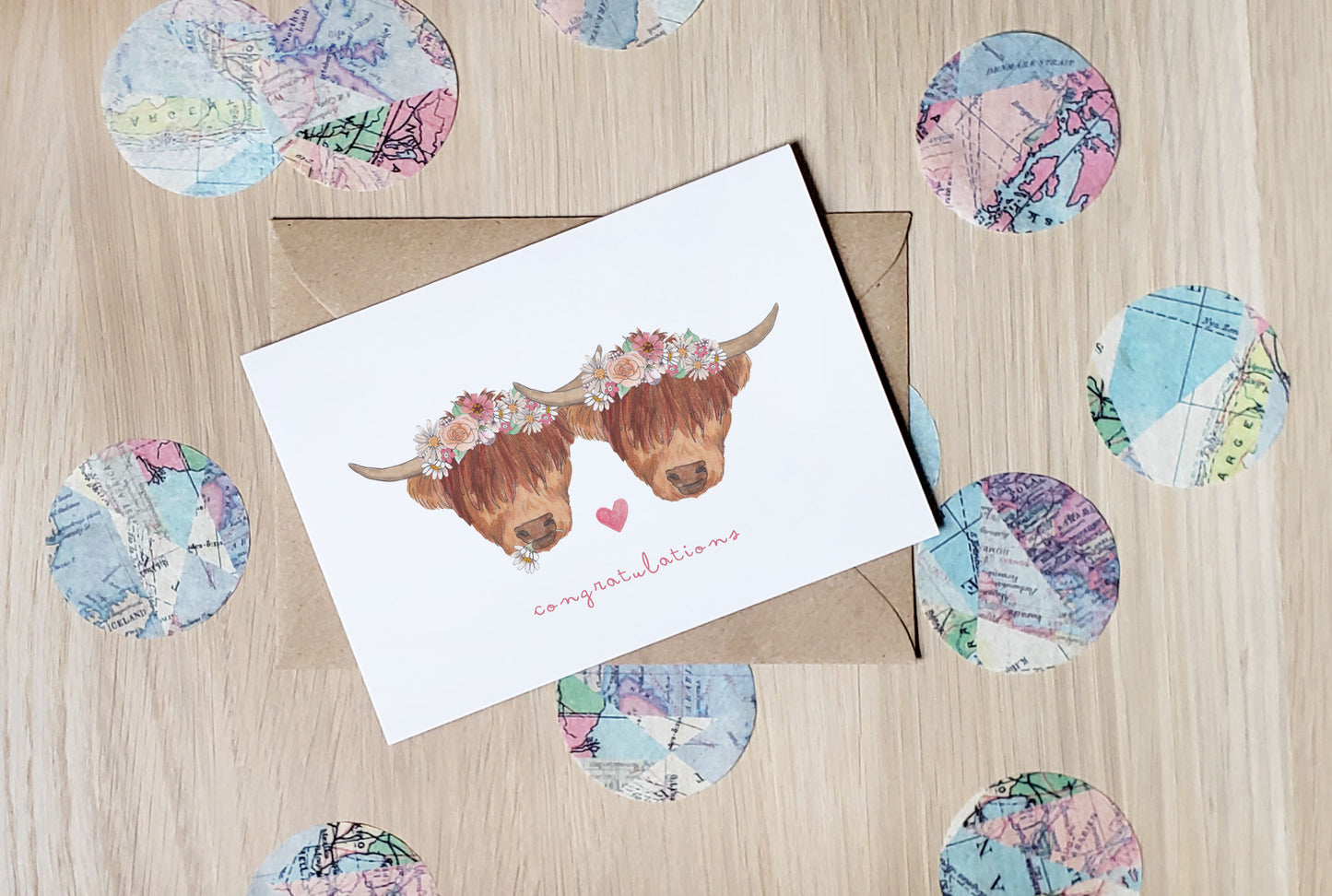 Highland Coo Wedding - Greeting Card