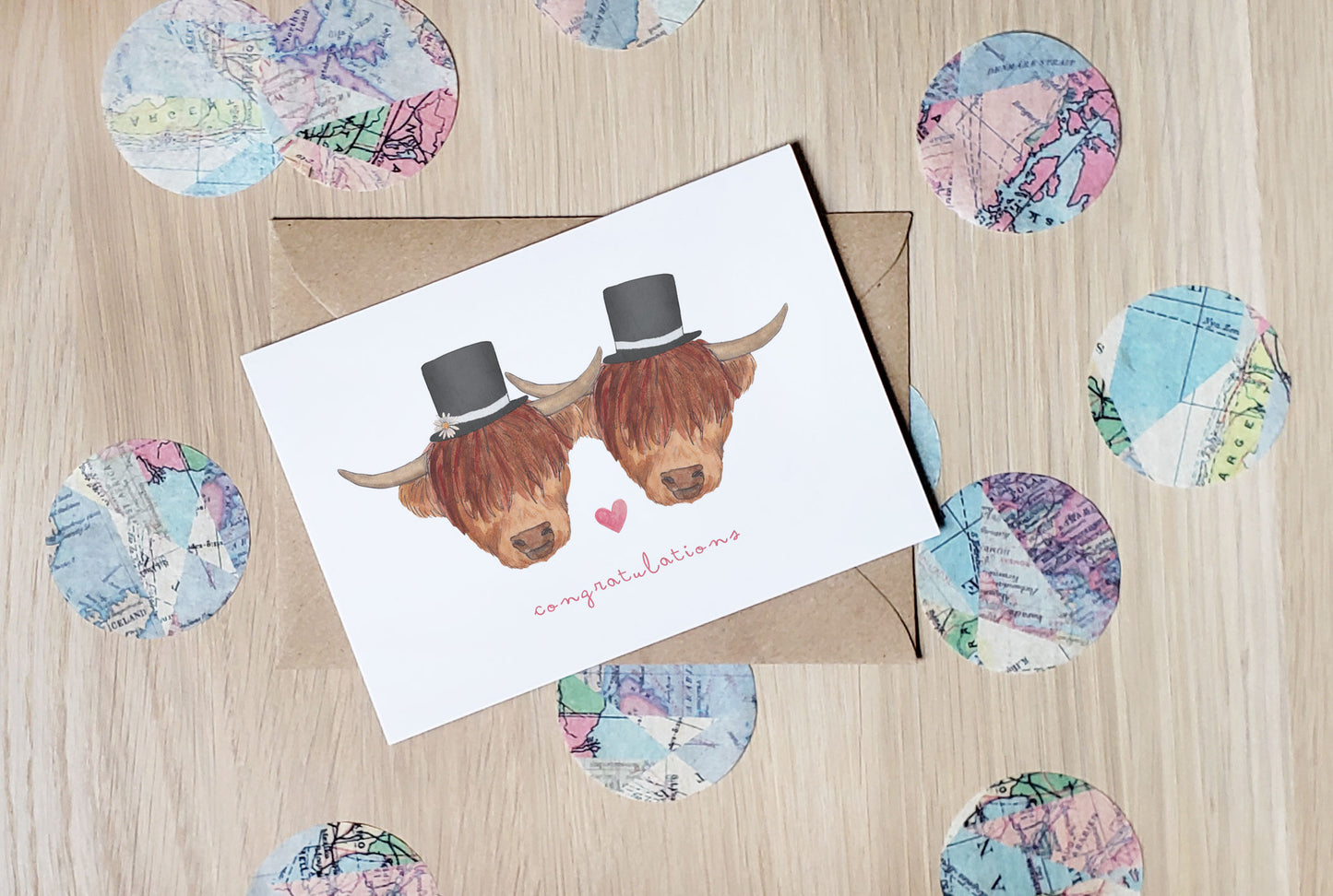 Highland Coo Wedding - Greeting Card