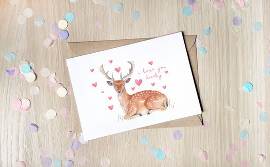 I Love You Deerly - Greeting Card