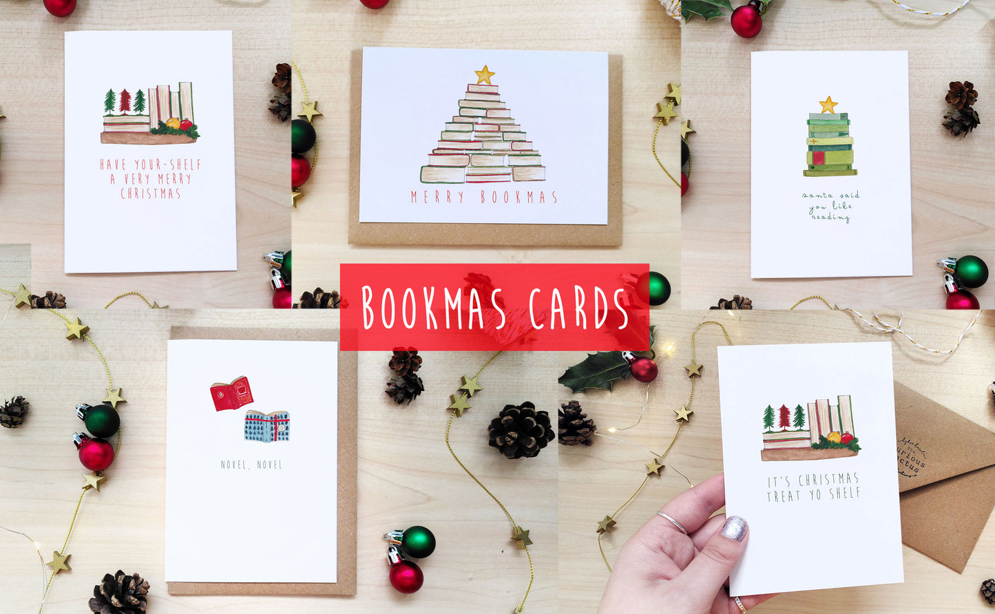 Novel Novel Bookish Christmas Card