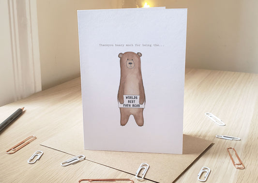 World's Best Papa Bear - Greeting Card
