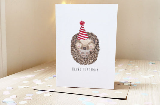 Happy Birthday Hedgehog - Greeting Card