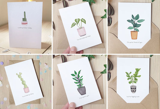Watercolour Plant Pun Greeting Cards