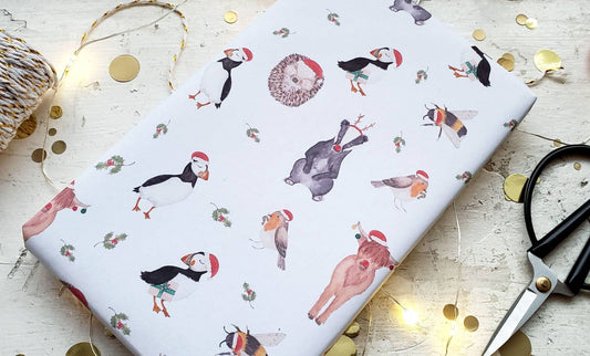 Christmas British Animals A3 Wrapping Paper