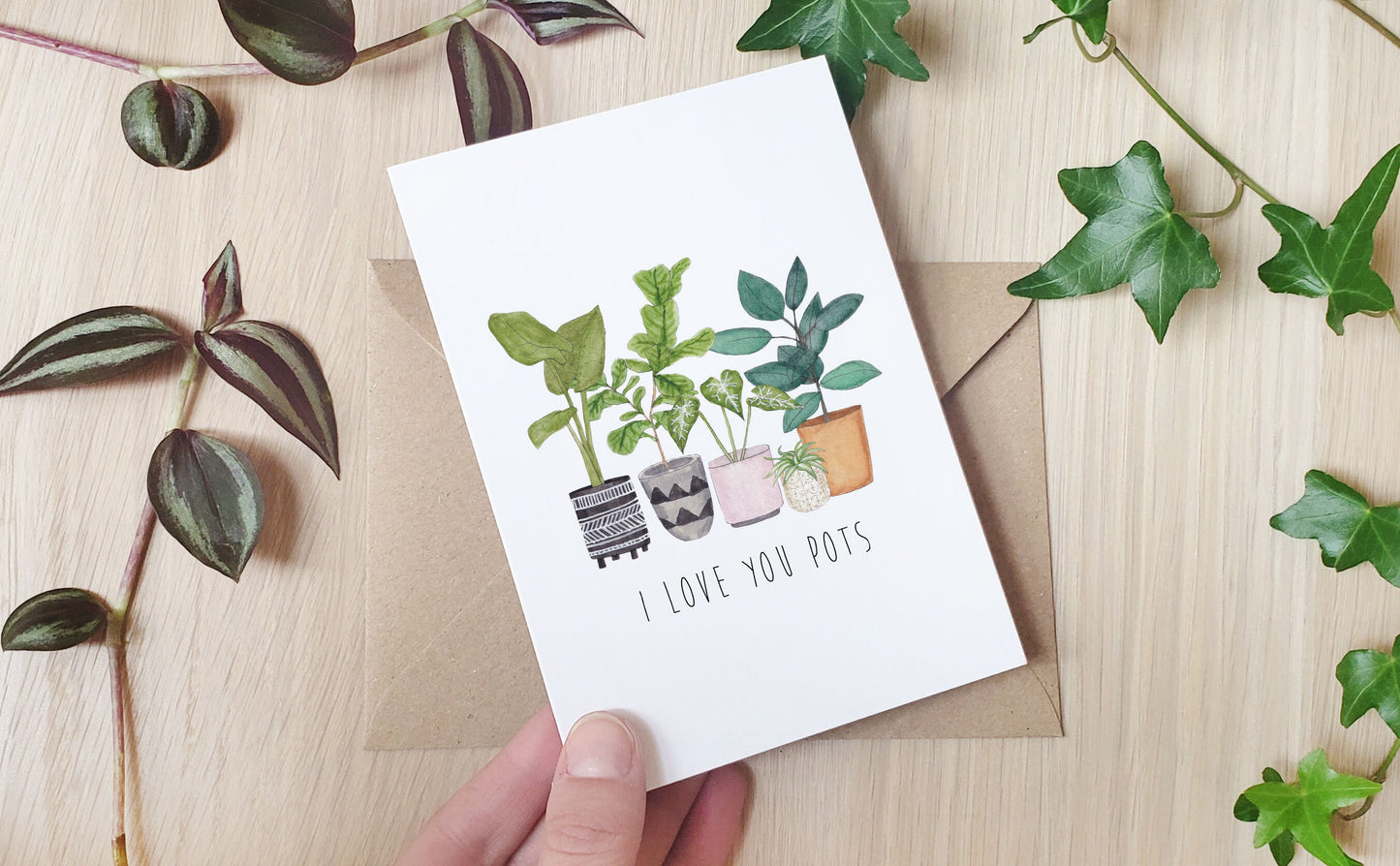 Plants I Love You Pots - Greeting Card