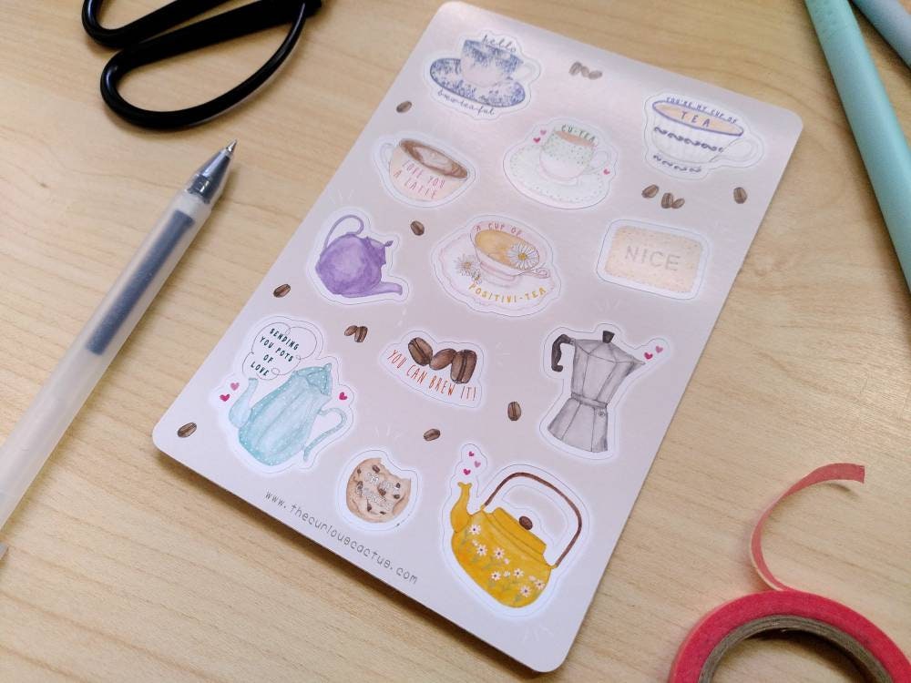 Tea and Coffee Sticker Sheet