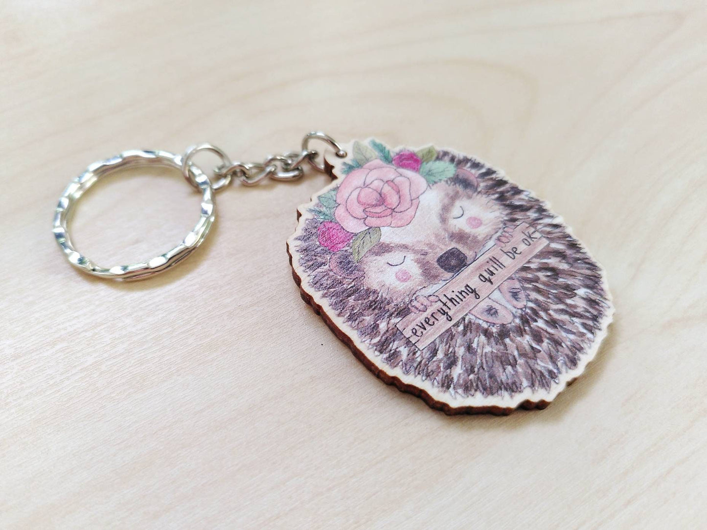 Everything Quill Be Okay - Wooden Keyring