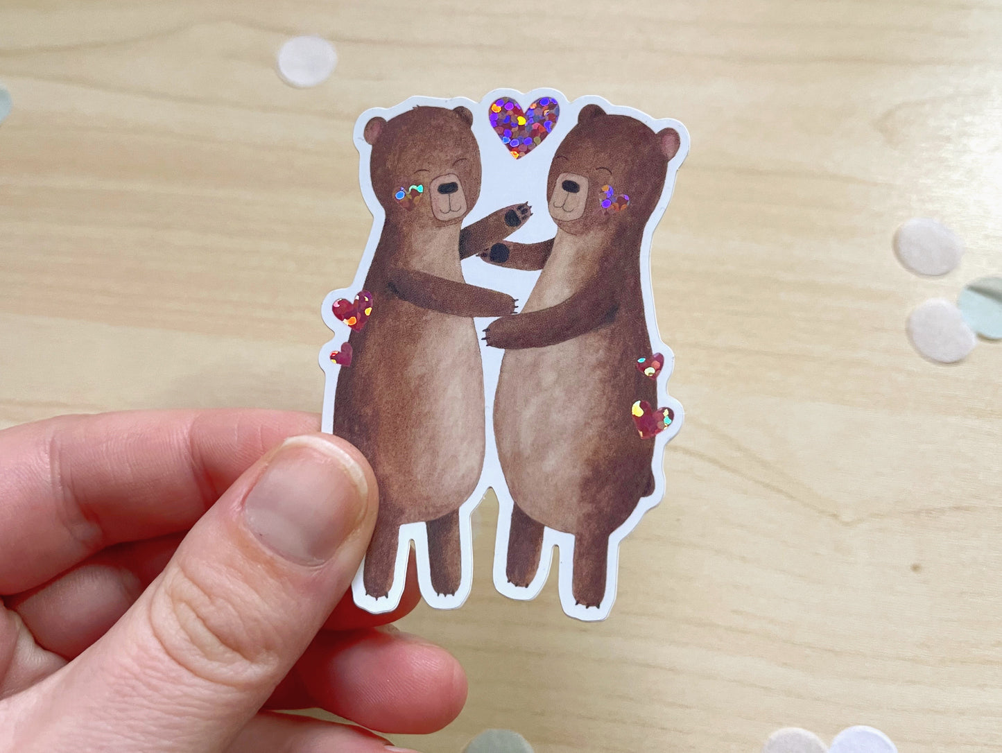 Beary Best Friends Glitter Vinyl Sticker