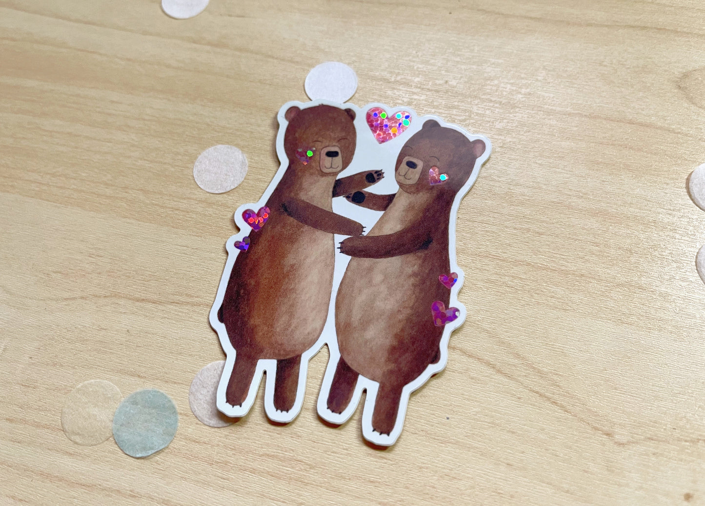 Beary Best Friends Glitter Vinyl Sticker