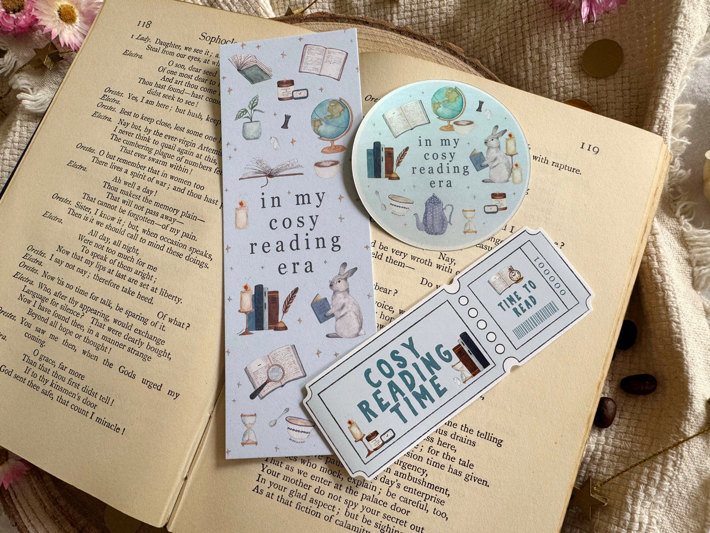 Cosy Reading Time Ticket Sticker