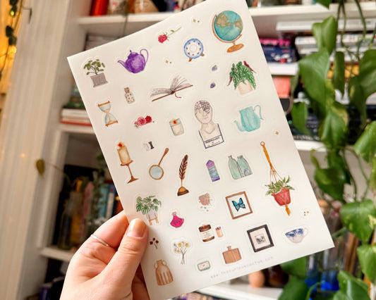 SECONDS Academia Bookish Bits Clear Sticker Sheet