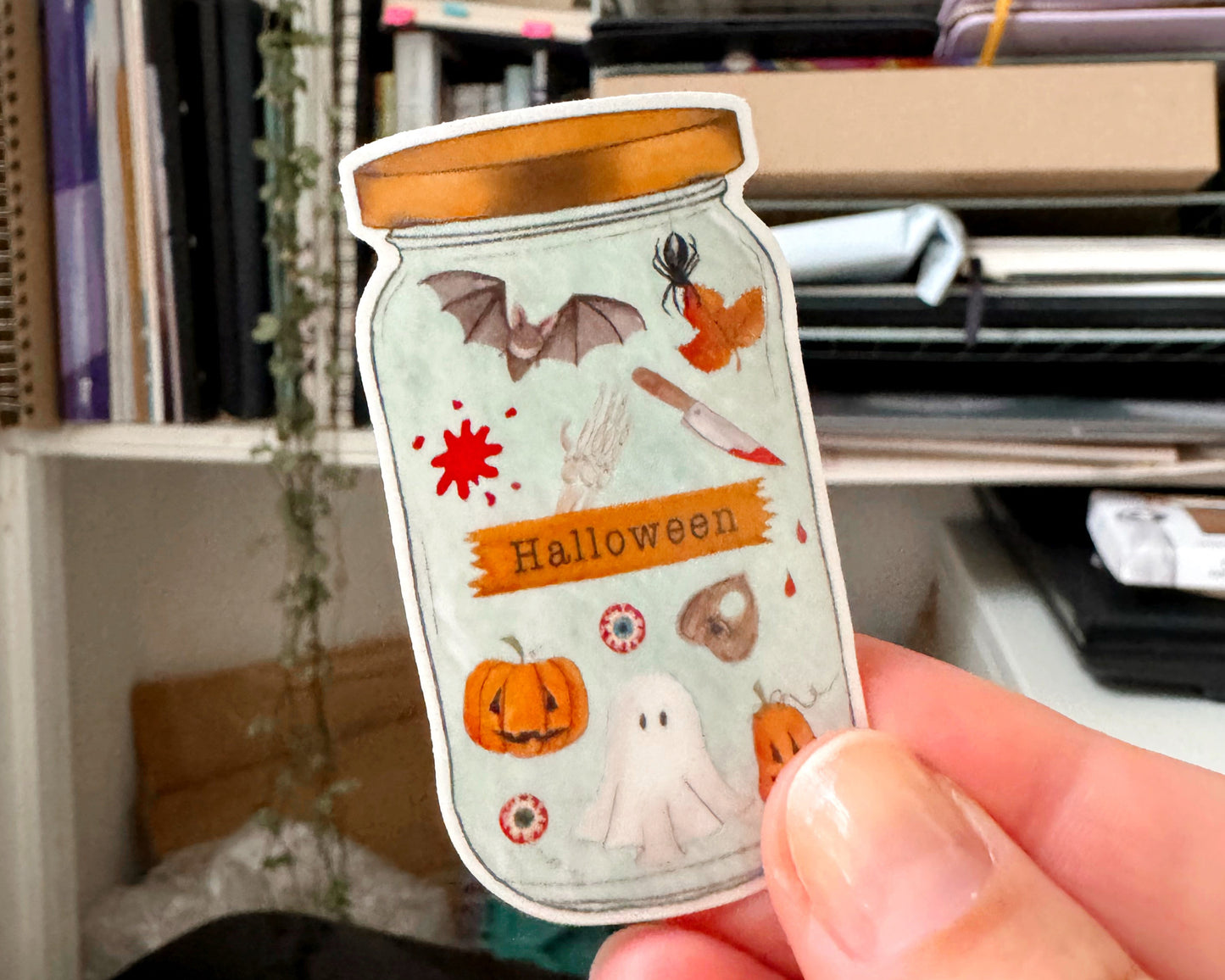 Jar of Halloween Clear Sticker