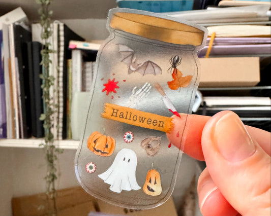 Jar of Halloween Clear Sticker