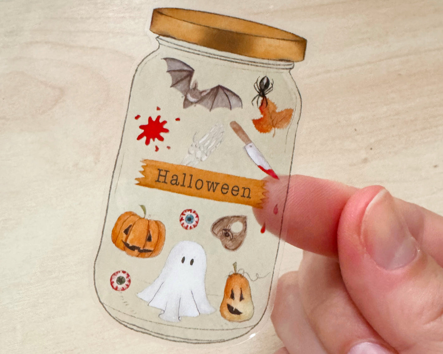 Jar of Halloween Clear Sticker